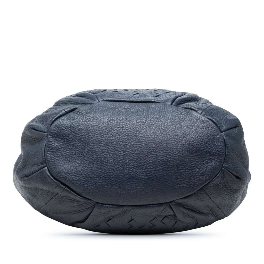 Bottega Veneta Intrecciato Trimmed Cervo Deerskin Hobo Blue Leather Very good condition - Inside View