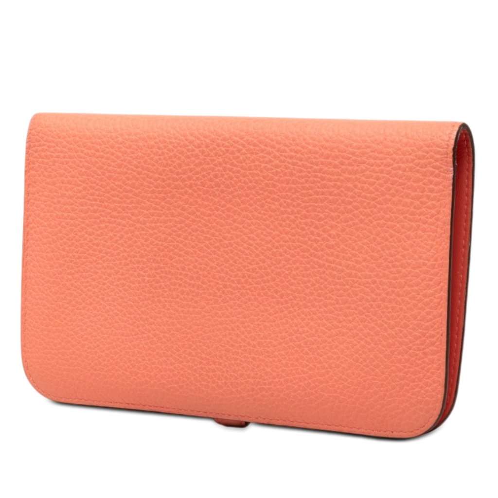 Hermès Togo Dogon Duo Wallet GM Orange Leather Very good - Back View