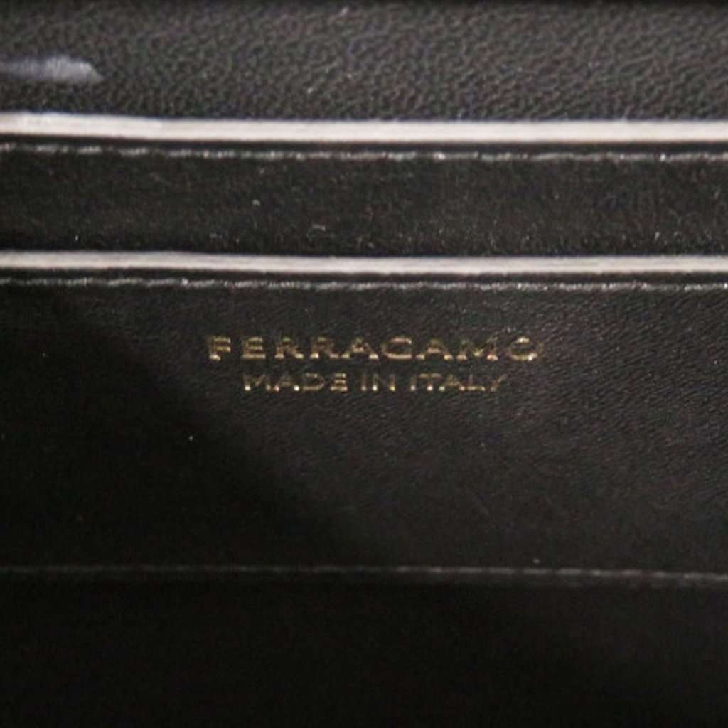 Salvatore Ferragamo Mini Brushed Calfskin Gancini North South Wanda Top Handle Bag Black Leather Very good - Box View