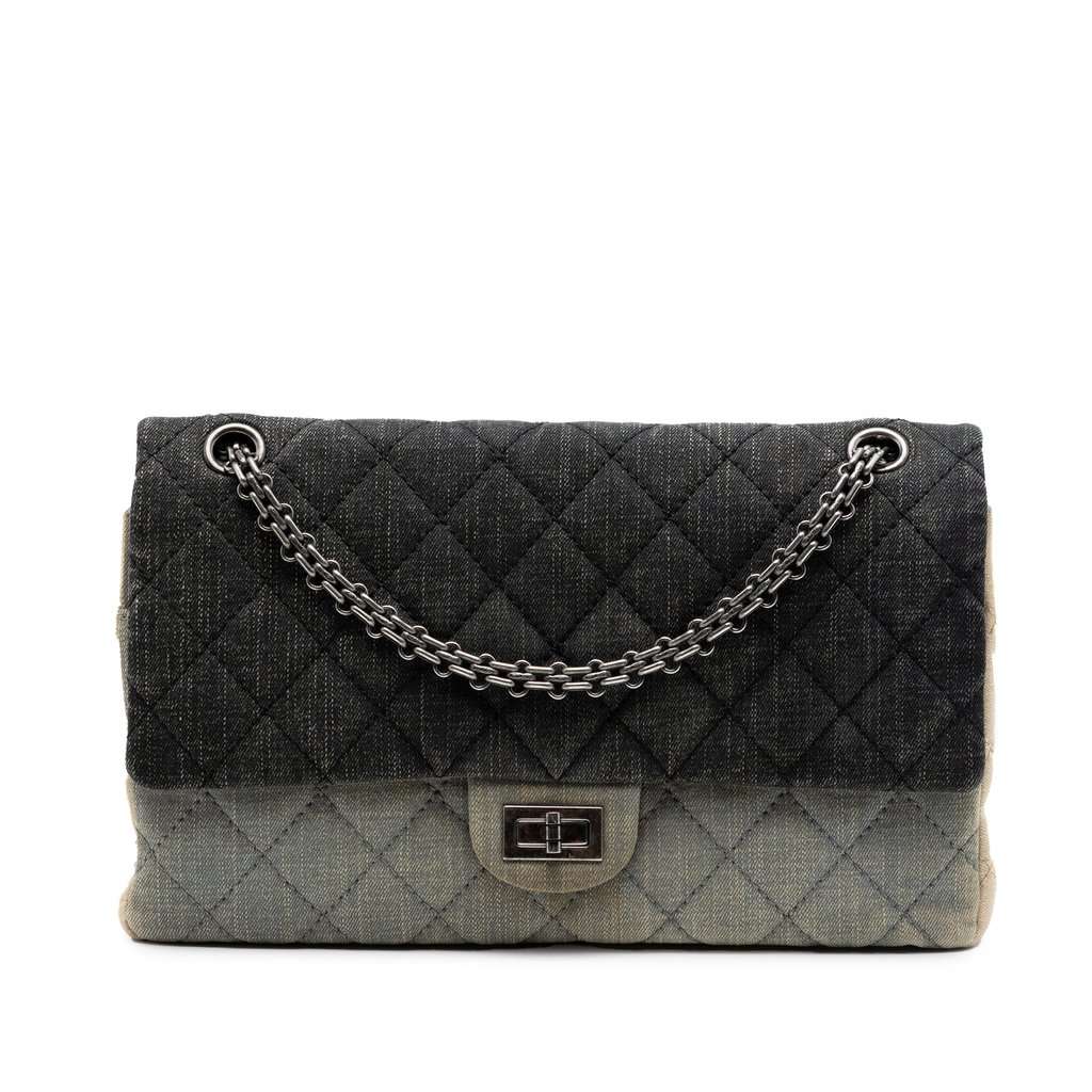 Chanel Tricolor Quilted Denim Reissue 2.55 Double Flap 226 MultiColor Very good condition - Front View
