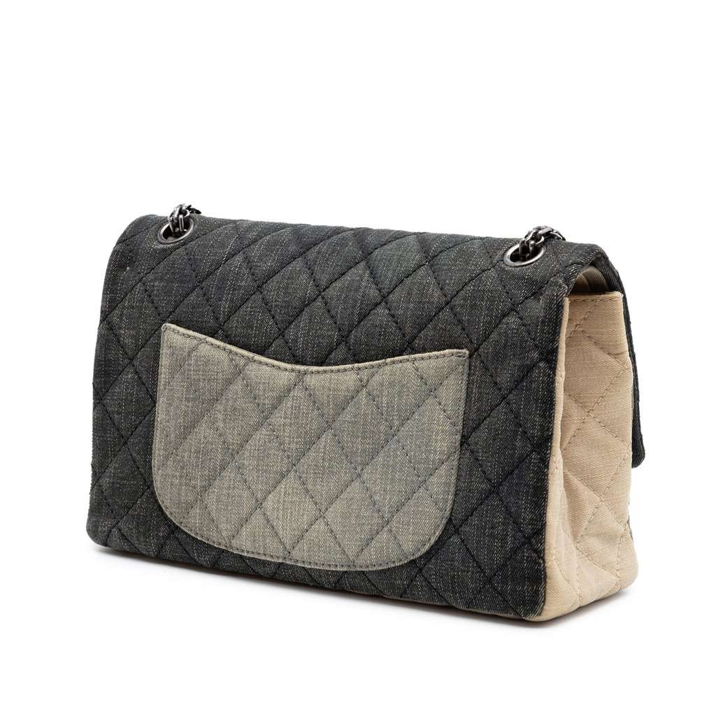 Chanel Tricolor Quilted Denim Reissue 2.55 Double Flap 226 MultiColor Very good condition - Back View