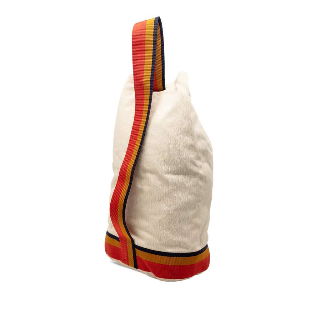 Hermès Toile Chevron Cavalier Sling Bag White Very good condition - Back View