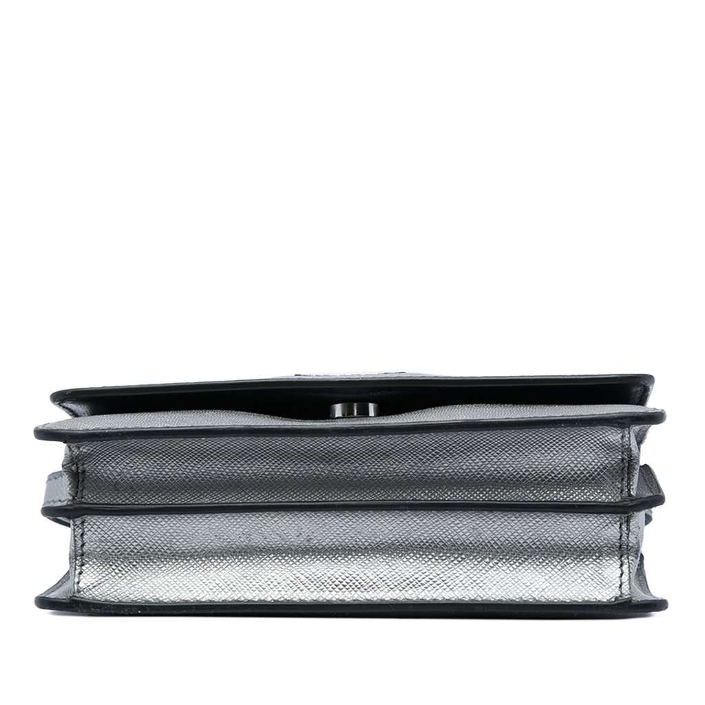 Prada Saffiano Wallet on Strap Silver Leather Very good - Inside View
