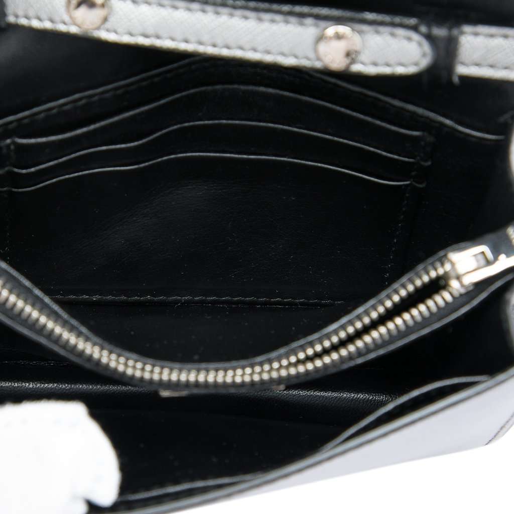 Prada Saffiano Wallet on Strap Silver Leather Very good - Model View