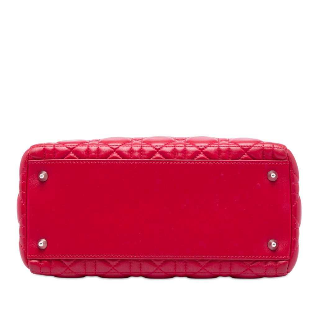 Dior Medium Calfskin Cannage Lady Dior Red Leather Very good - Inside View