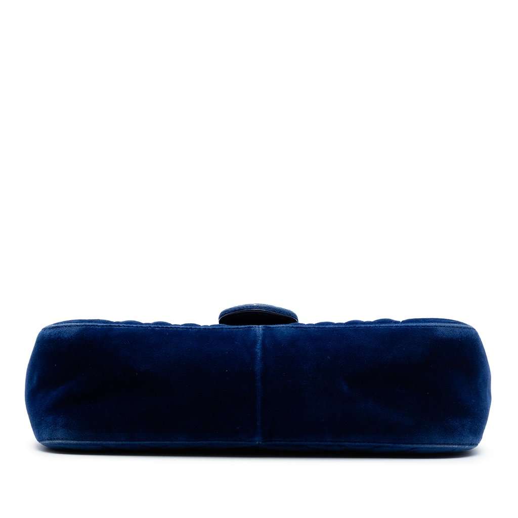 Gucci Medium GG Marmont Matelasse Velvet Shoulder Bag Blue Very good condition - Inside View