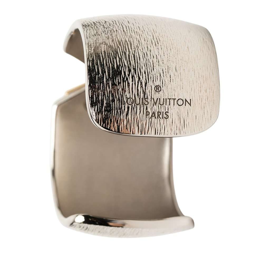 Louis Vuitton Textured Brass Essential V Colorama Open Cuff Bracelet Silver Metal Very good condition - Model View