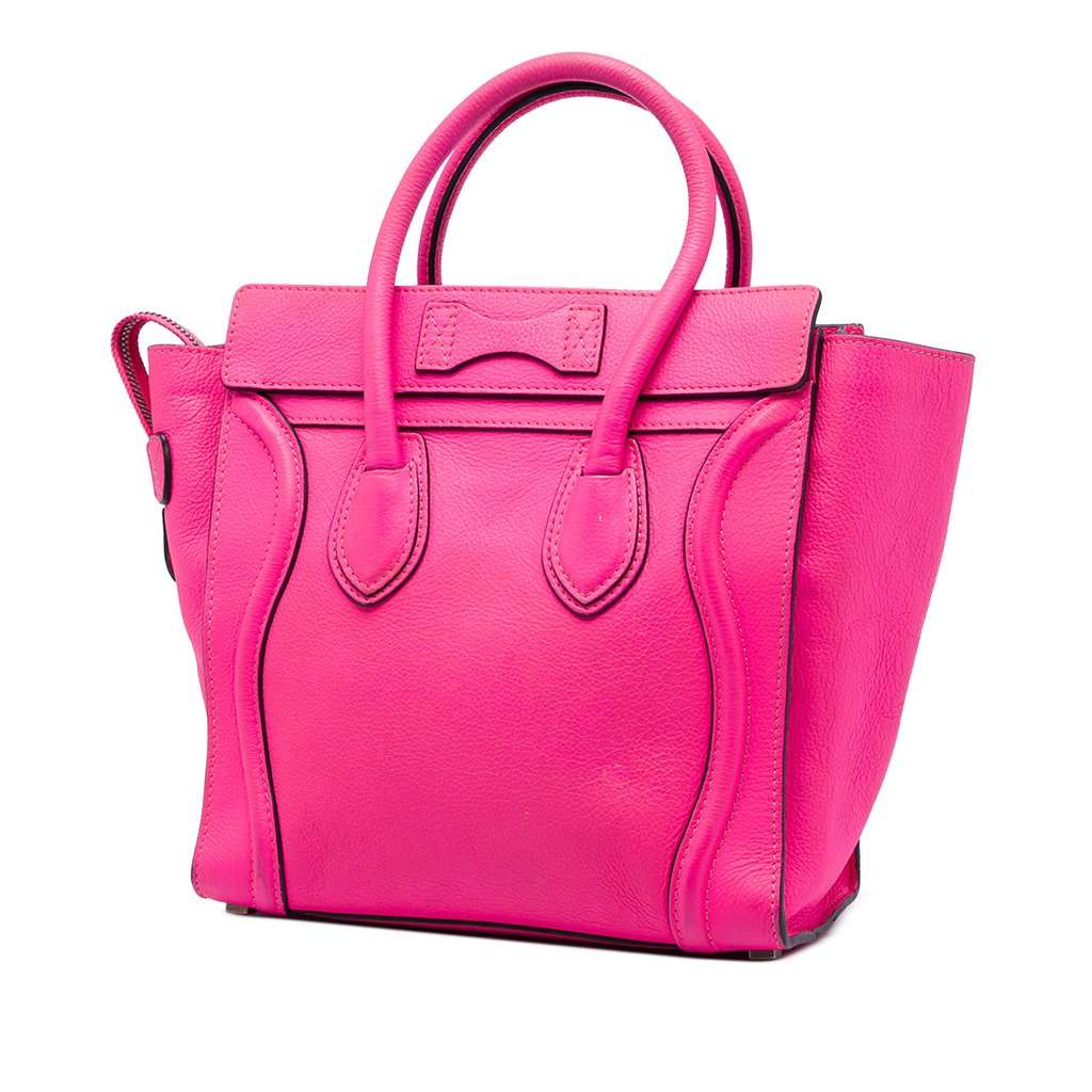 Celine Micro Drummed Calfskin Luggage Tote Pink Leather Good - Back View