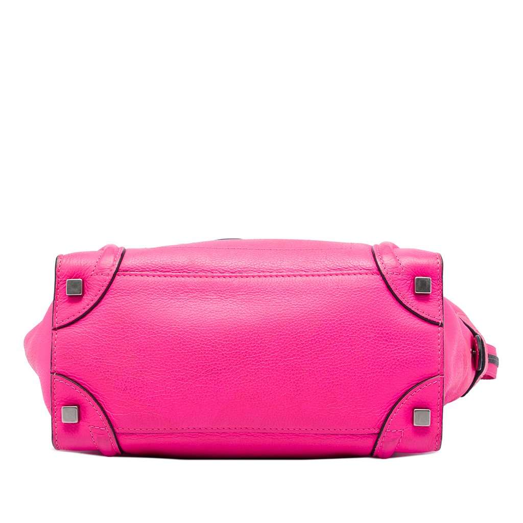 Celine Micro Drummed Calfskin Luggage Tote Pink Leather Good - Inside View