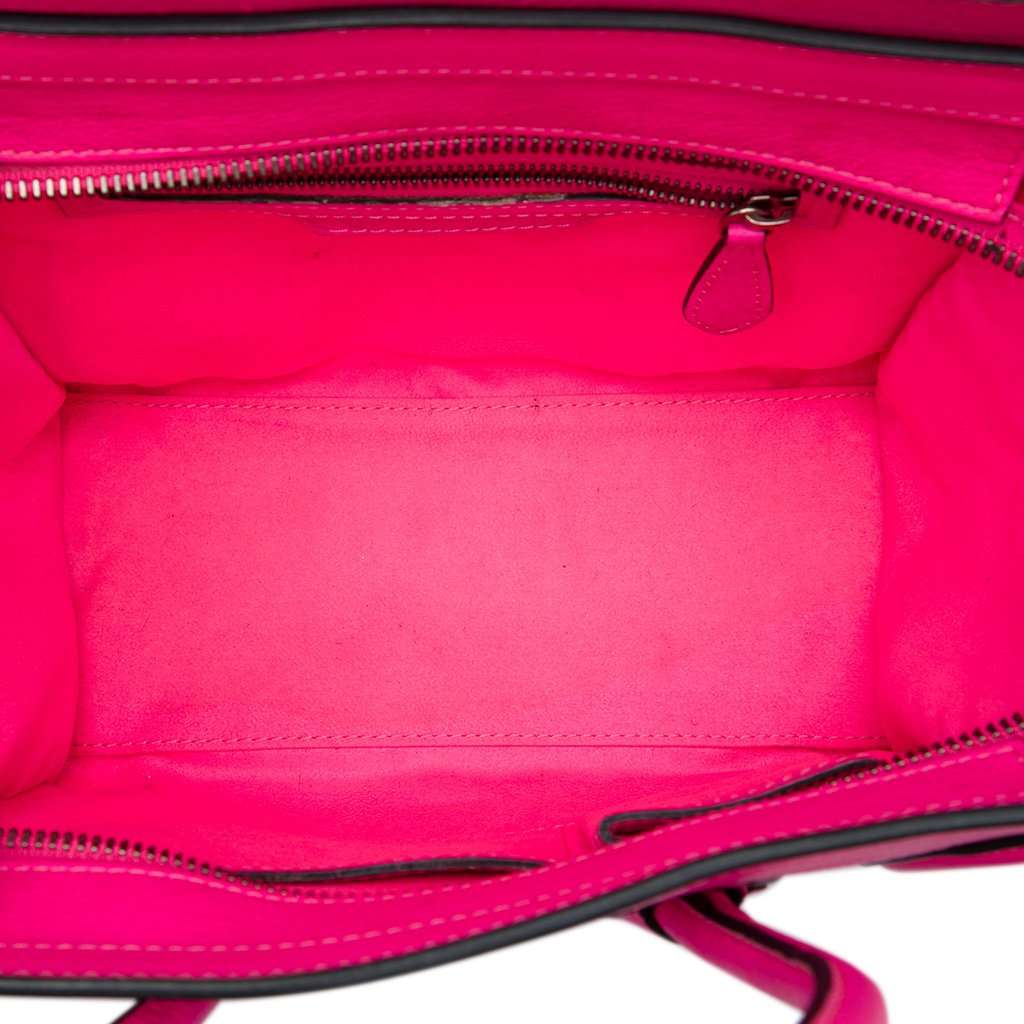 Celine Micro Drummed Calfskin Luggage Tote Pink Leather Good - Model View