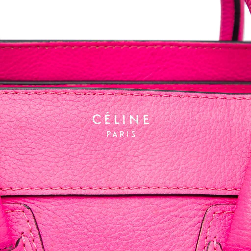 Celine Micro Drummed Calfskin Luggage Tote Pink Leather Good - Box View