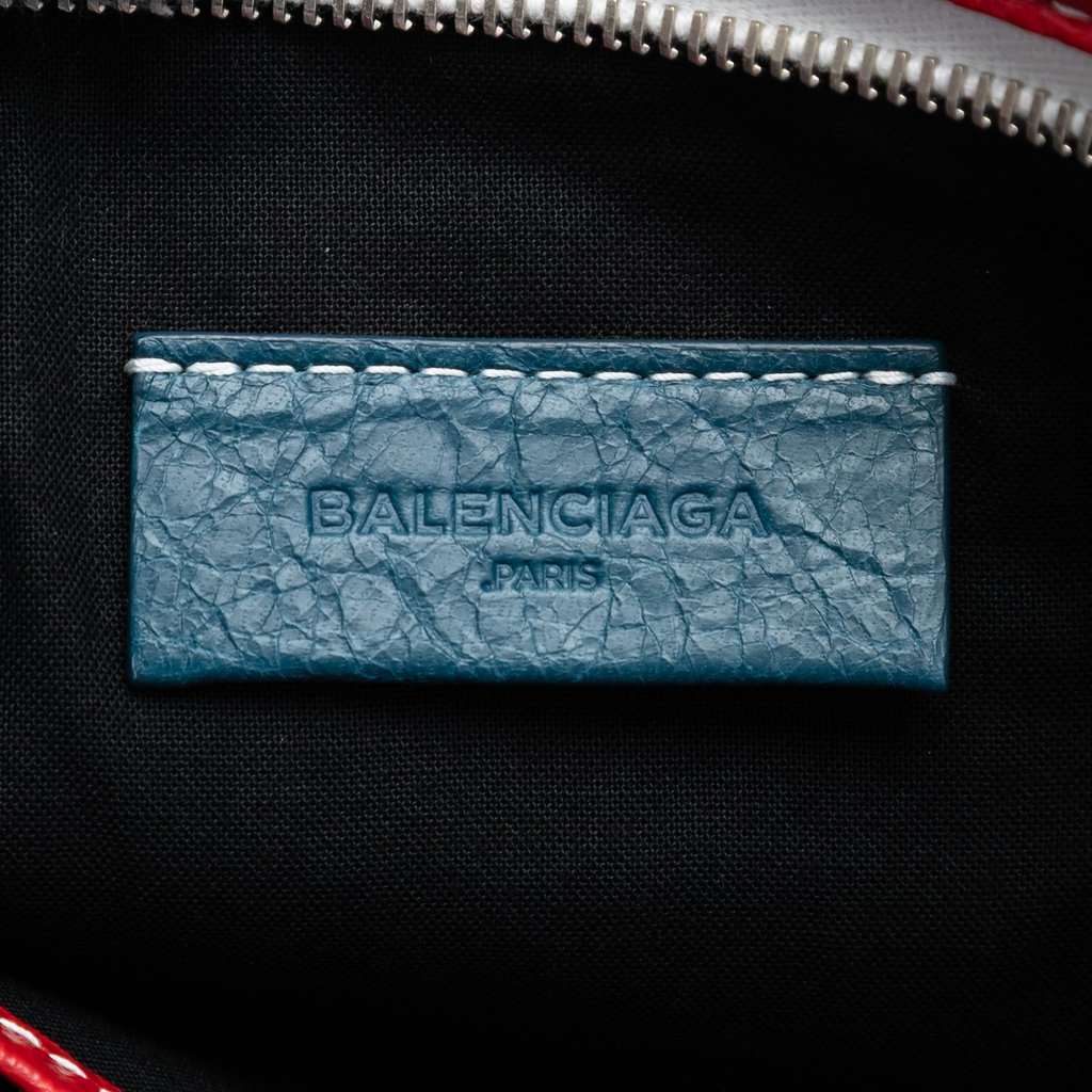 Balenciaga Lambskin Striped Bazar Clutch Grey Leather Very good condition - Box View