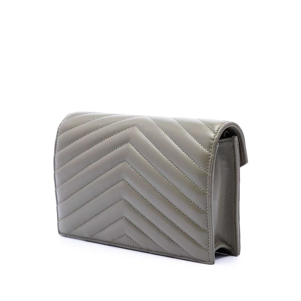 Saint Laurent Chevron Lambskin Monogram Envelope Chain Wallet Other Leather Very good condition - Back View