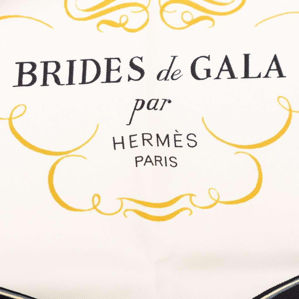 Hermès Brides de Gala Silk Scarf 90 White Never worn - Inside View