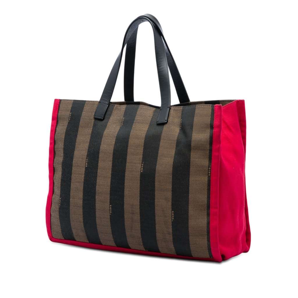 Fendi Pequin Canvas Simply Shopping Tote Brown Very good condition - Back View