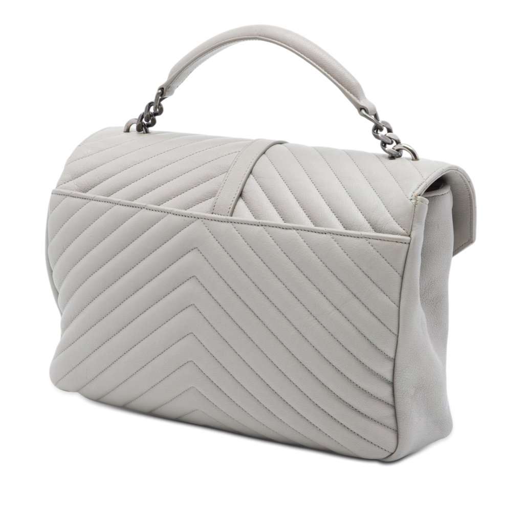 Saint Laurent Large Chevron Sheepskin Monogram College Satchel MultiColor Leather Very good condition - Back View
