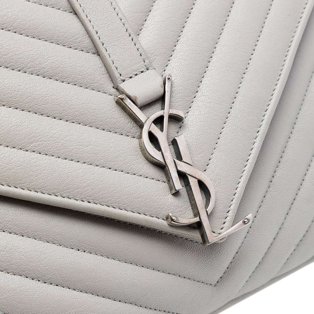 Saint Laurent Large Chevron Sheepskin Monogram College Satchel MultiColor Leather Very good condition - Box View