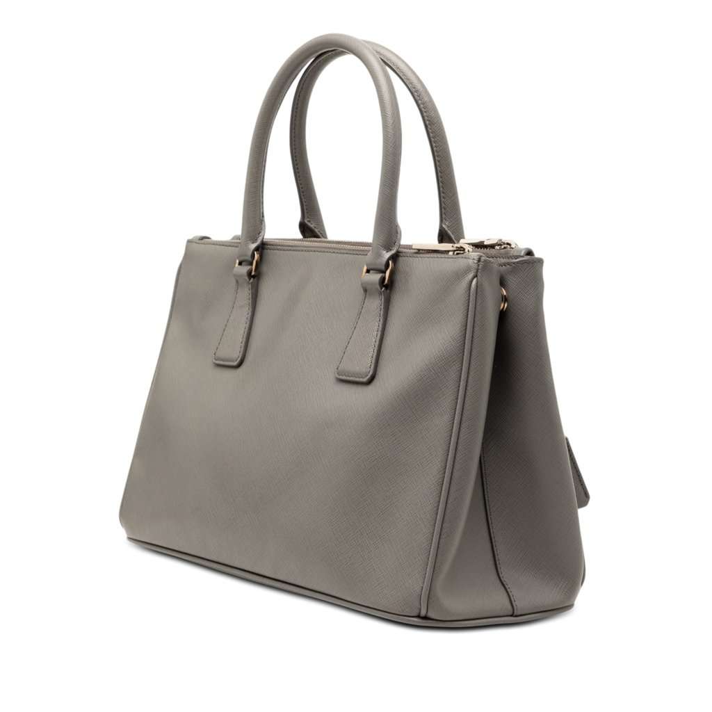 Prada Medium Saffiano Lux Galleria Double Zip Satchel Green Leather Very good condition - Back View