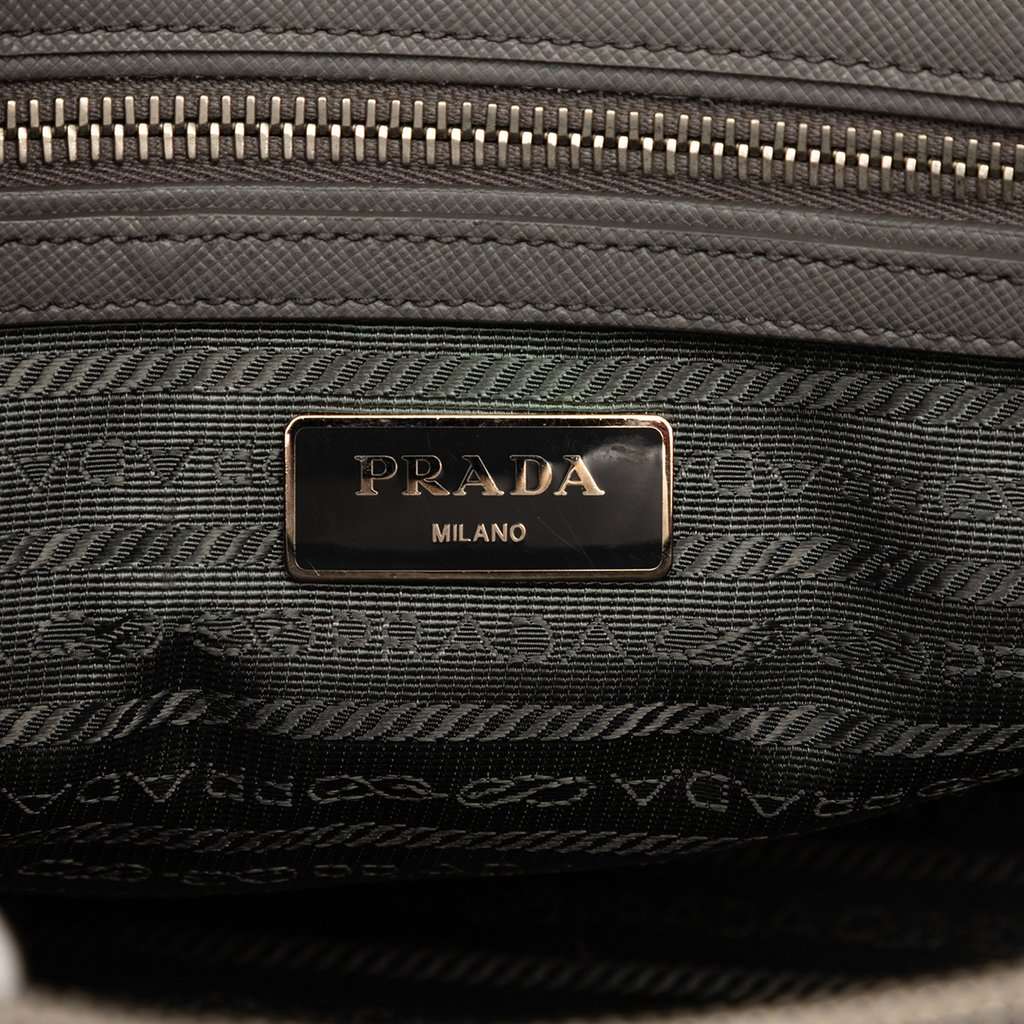 Prada Medium Saffiano Lux Galleria Double Zip Satchel Green Leather Very good condition - Box View
