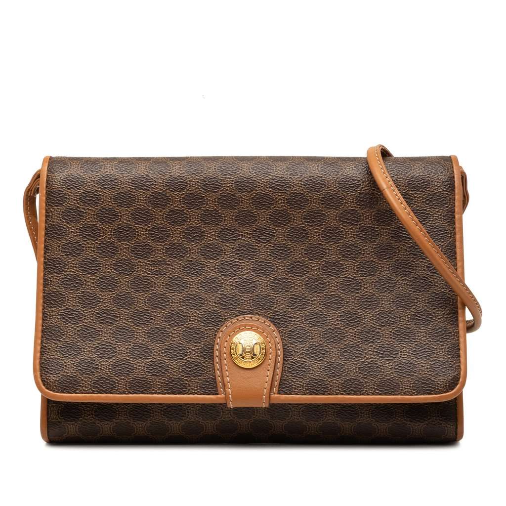 Celine Macadam Coated Canvas Crossbody Brown Good condition - Front View