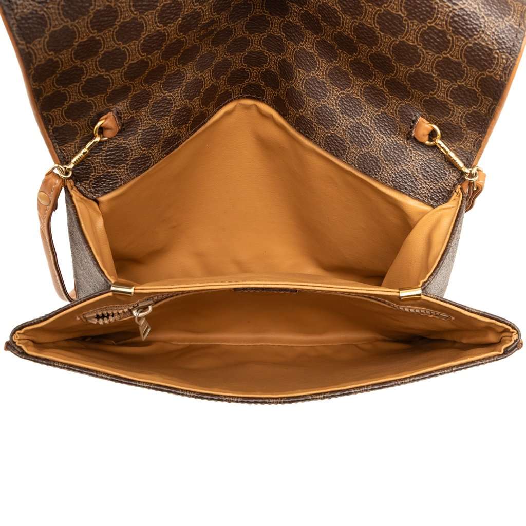 Celine Macadam Coated Canvas Crossbody Brown Good condition - Model View