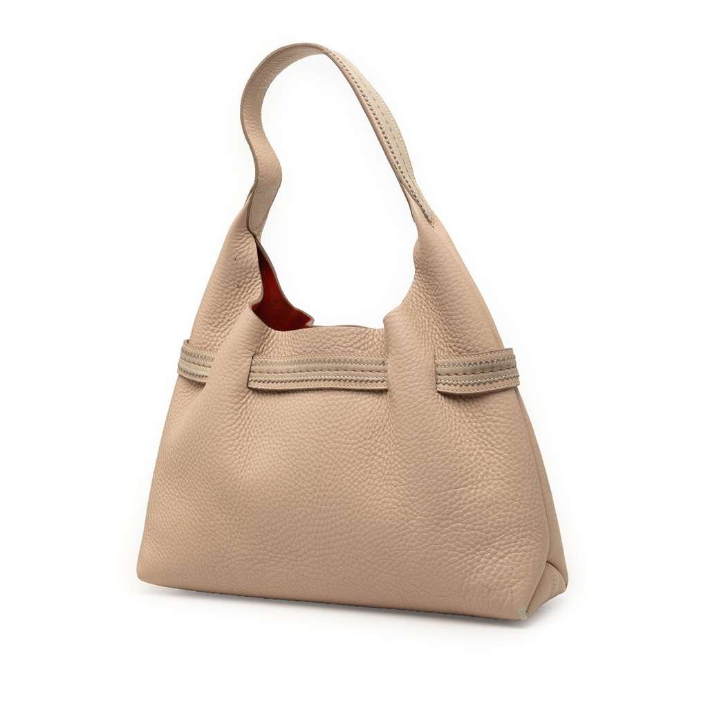 Ferragamo Grained Leather Shoulder Bag Brown Leather Very good condition - Back View