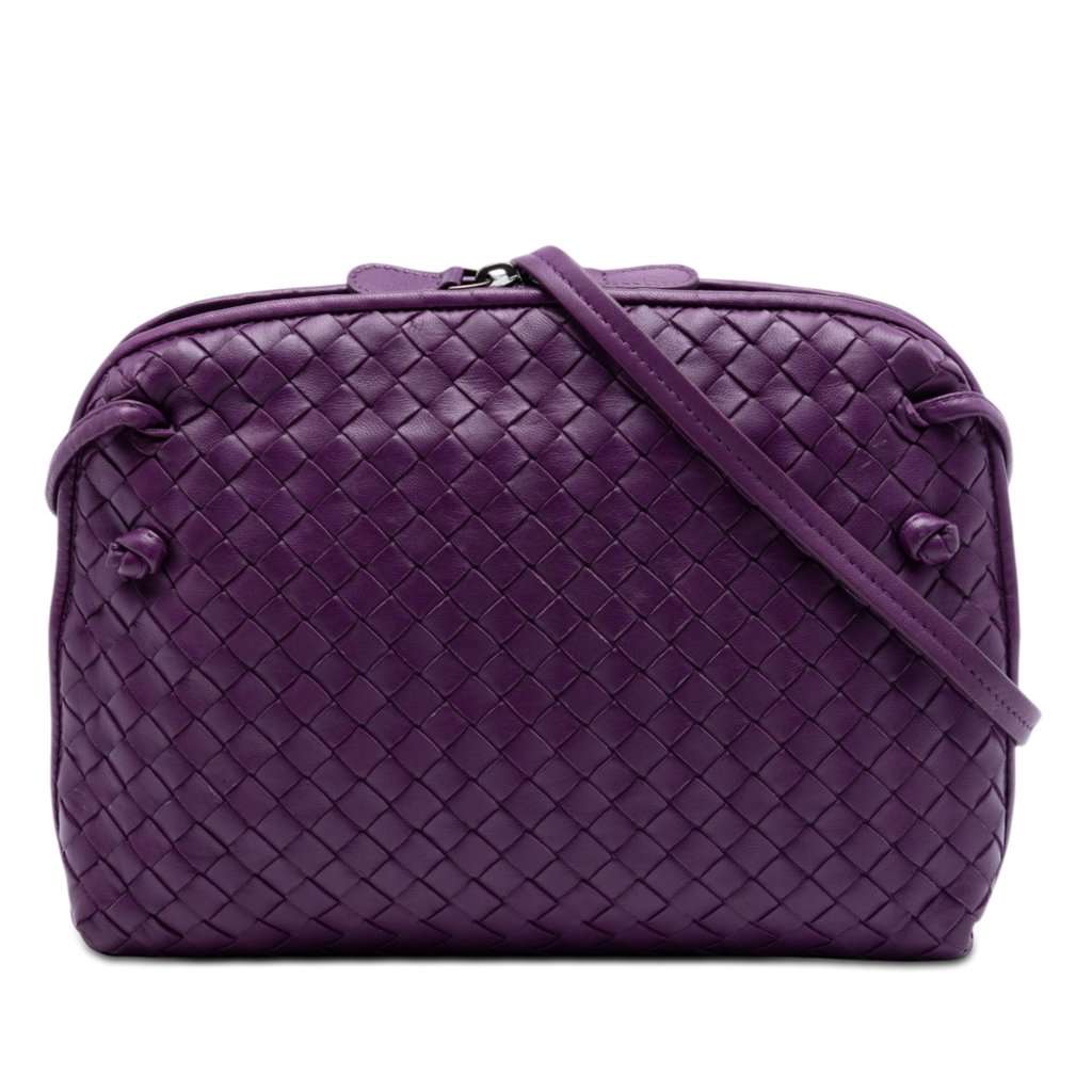 Bottega Veneta Nappa Intrecciato Nodini Crossbody Purple Leather Very good condition - Front View