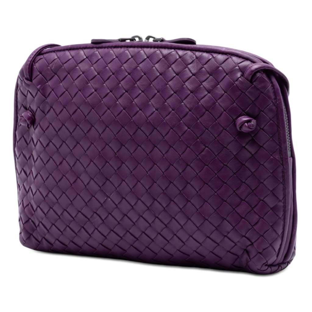 Bottega Veneta Nappa Intrecciato Nodini Crossbody Purple Leather Very good condition - Back View