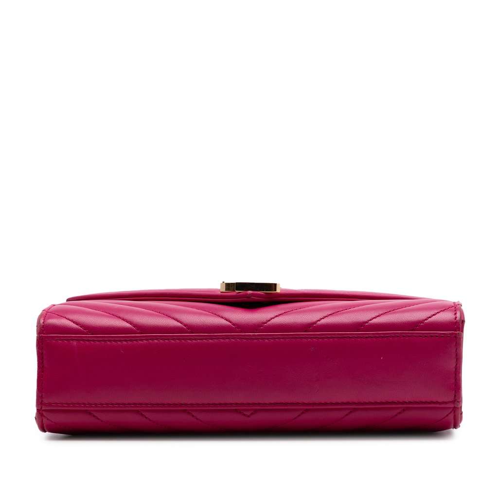 Saint Laurent Small Chevron Calfskin Monogram Envelope Bag Pink Leather Very good - Inside View