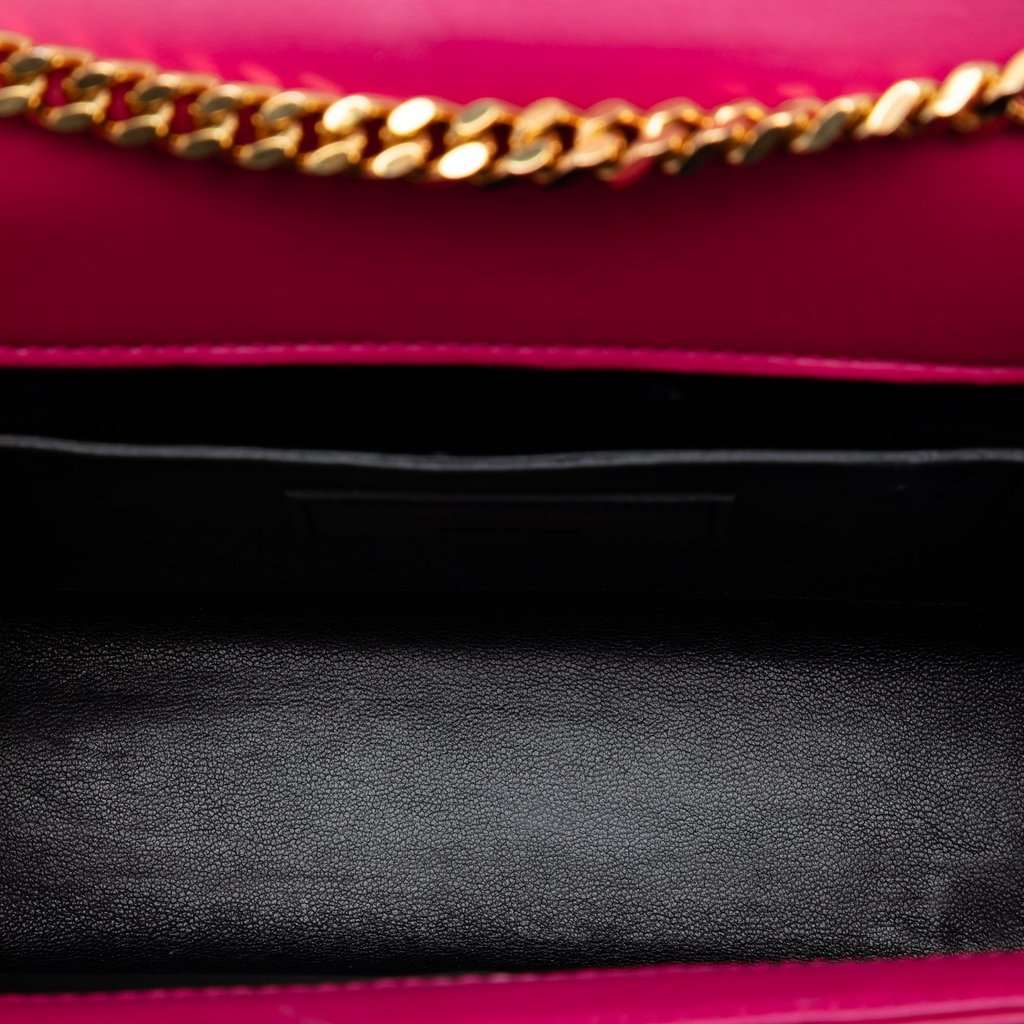 Saint Laurent Small Chevron Calfskin Monogram Envelope Bag Pink Leather Very good - Model View