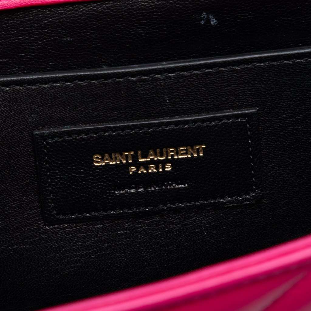 Saint Laurent Small Chevron Calfskin Monogram Envelope Bag Pink Leather Very good - Box View