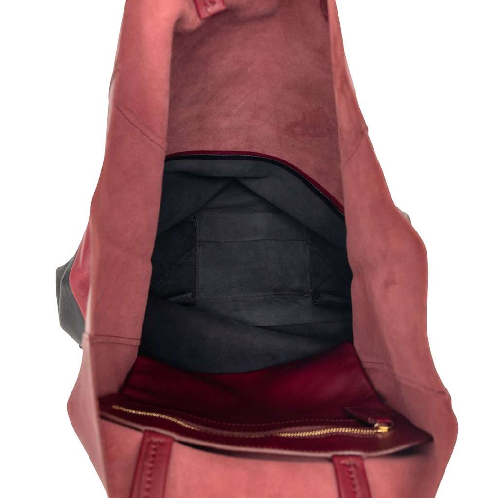 Celine Bicolor Lambskin Vertical Cabas Tote Red Leather Very good - Model View
