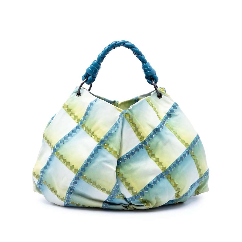 Bottega Veneta Nappa Intrecciato Aquilone Fortune Cookie Hobo Blue Leather Very good condition - Front View