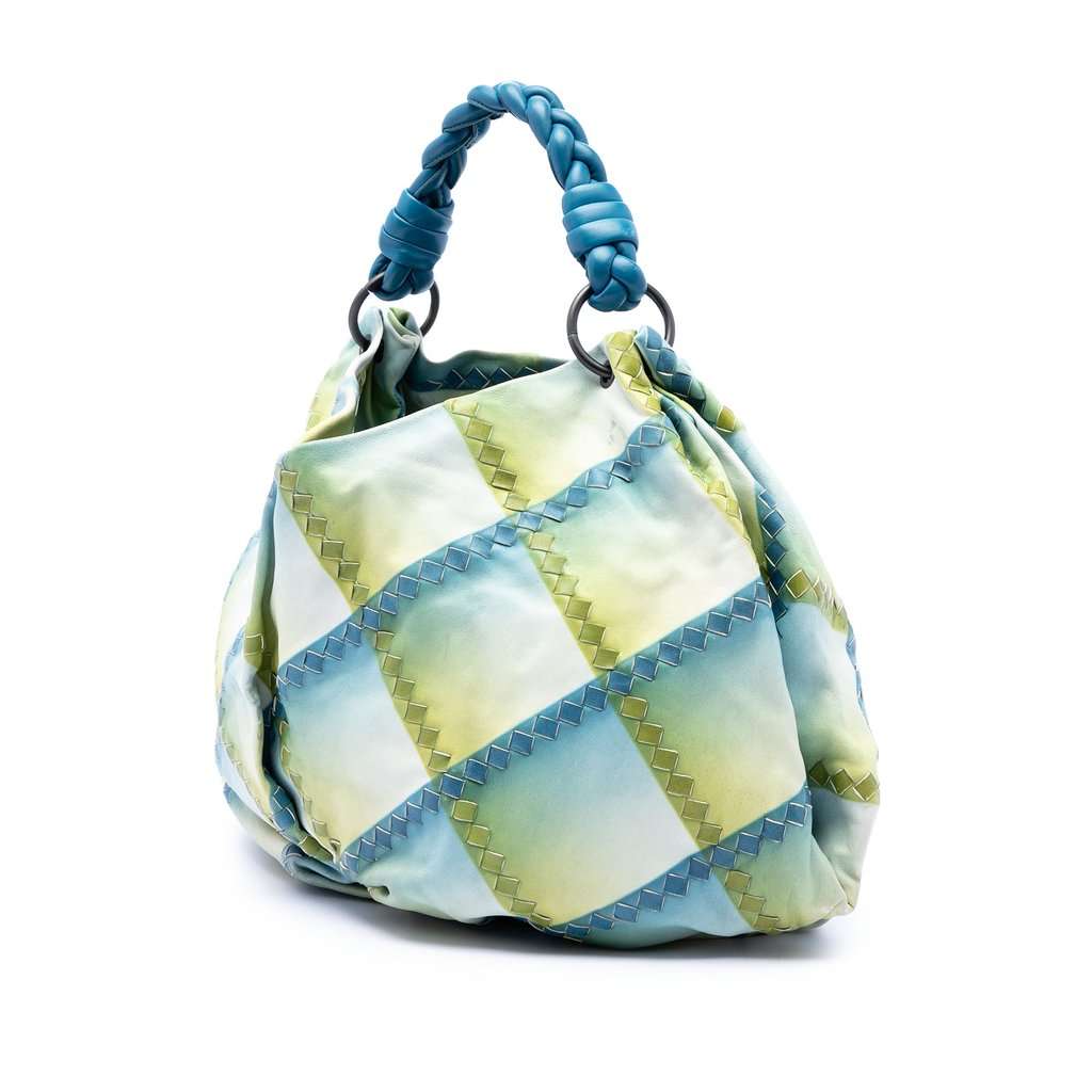 Bottega Veneta Nappa Intrecciato Aquilone Fortune Cookie Hobo Blue Leather Very good condition - Back View