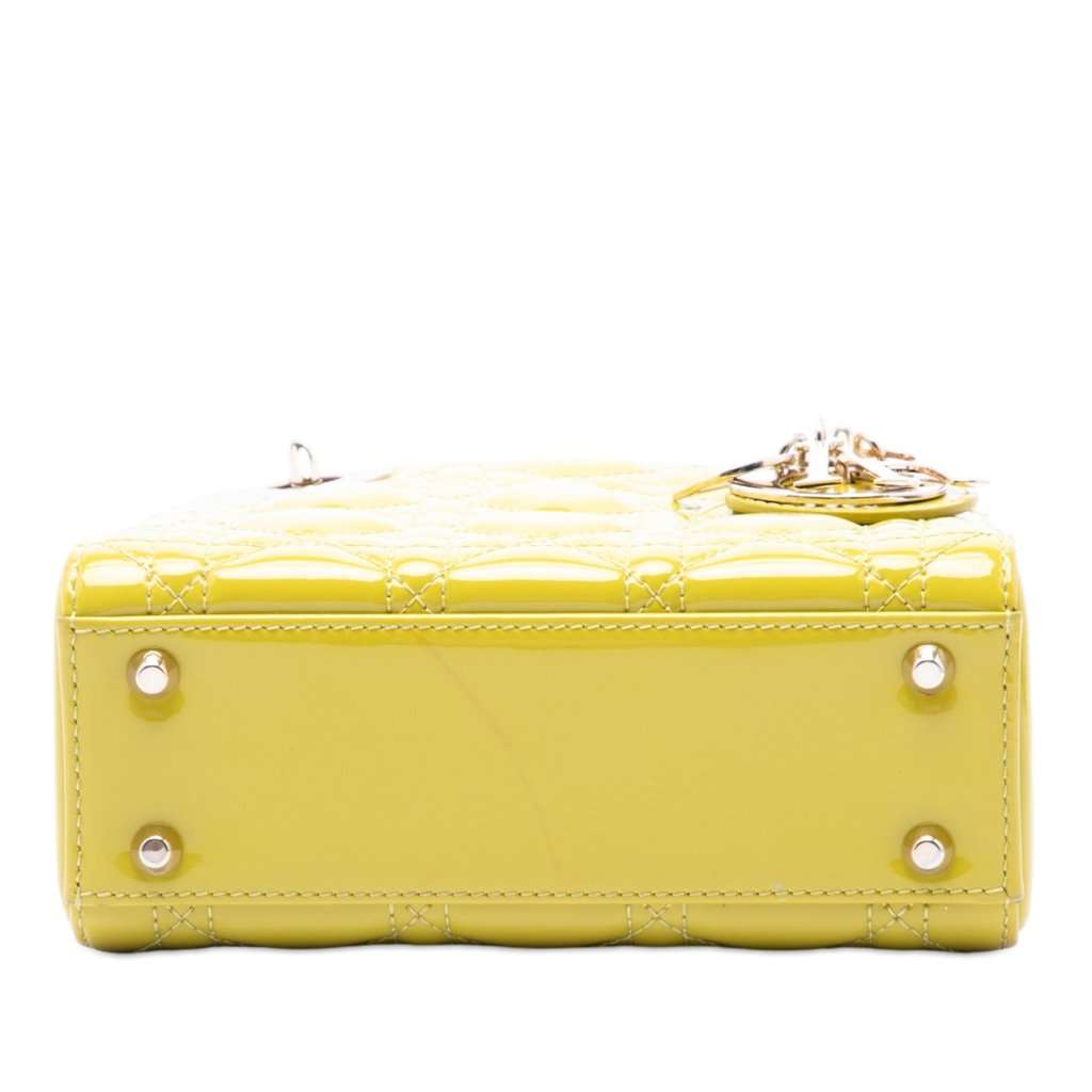 Dior Mini Patent Cannage Lady Dior Yellow Leather Very good - Inside View