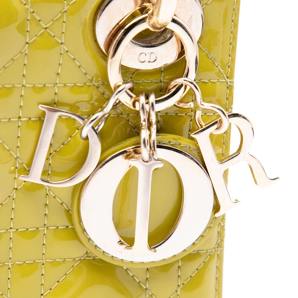 Dior Mini Patent Cannage Lady Dior Yellow Leather Very good - Box View