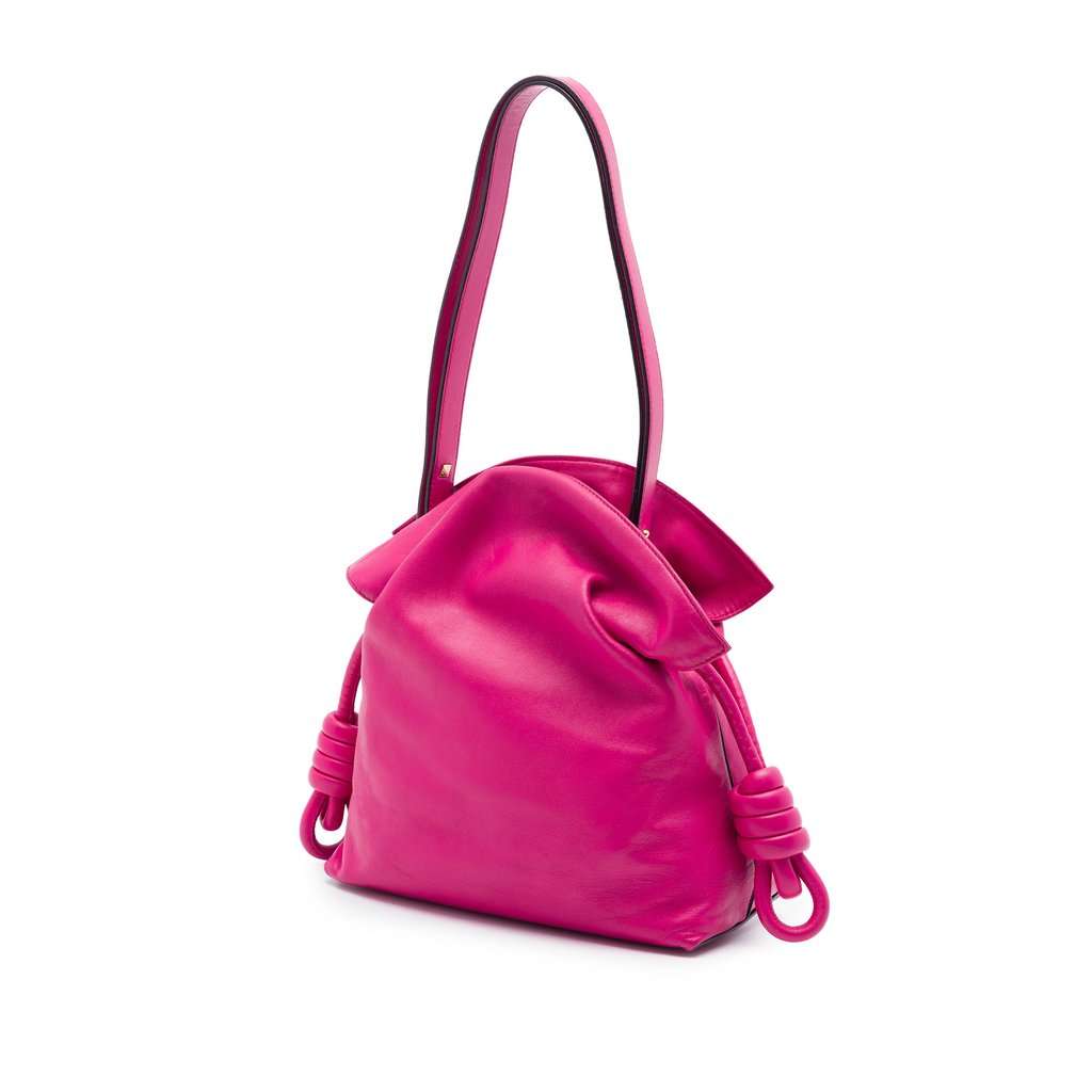 LOEWE Medium Nappa Flamenco Knot Shoulder Bag Pink Leather Very good - Back View