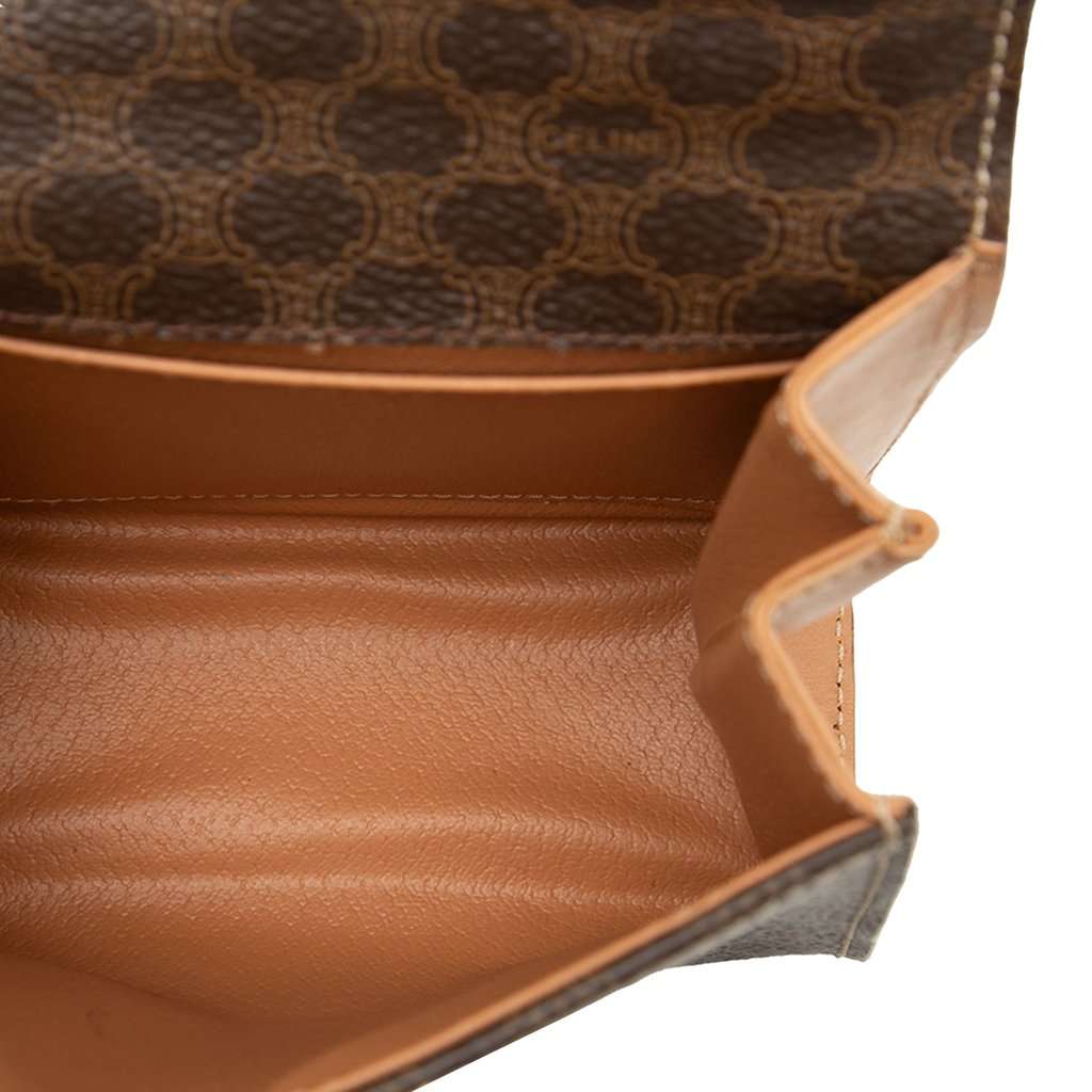 Celine Mini Macadam Coated Canvas Top Handle Bag Brown Very good - Model View