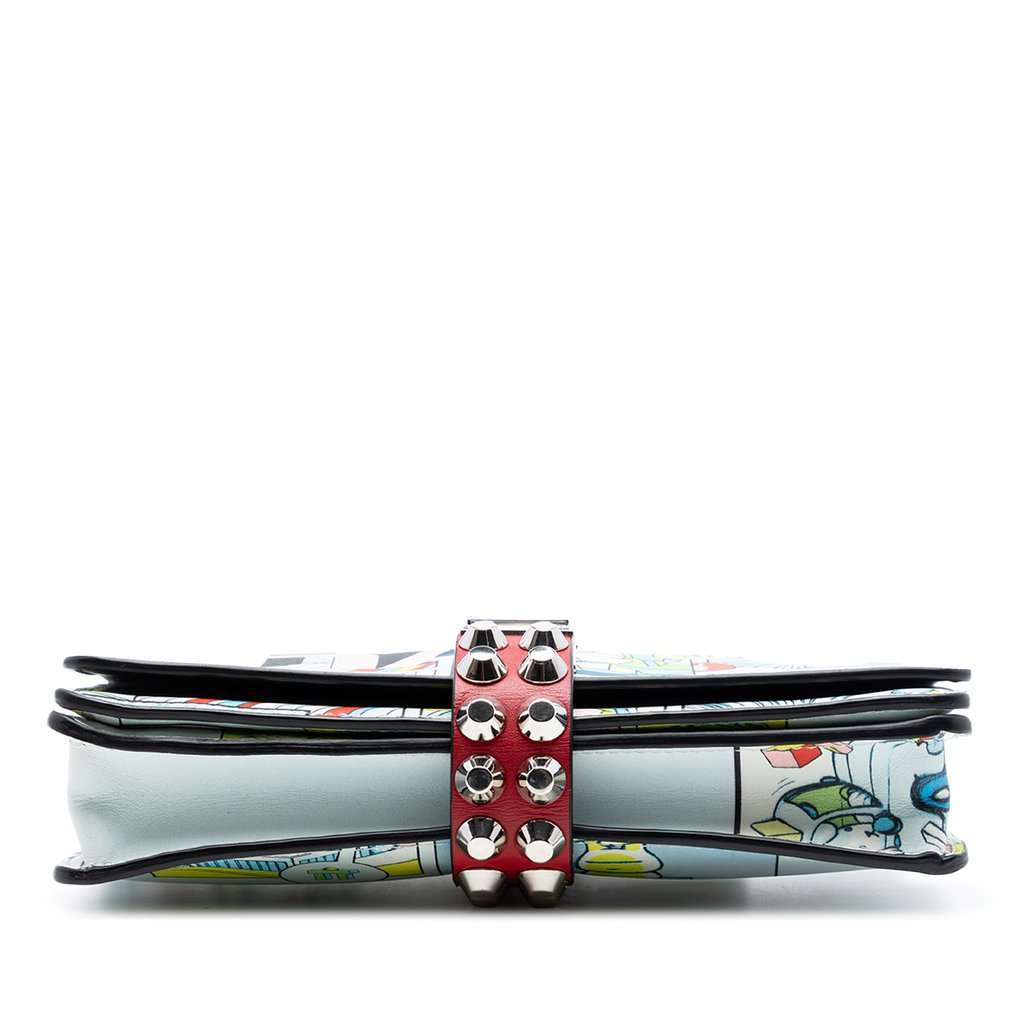 Prada Comic Print Studded Leather Elektra Clutch White Leather Very good condition - Inside View