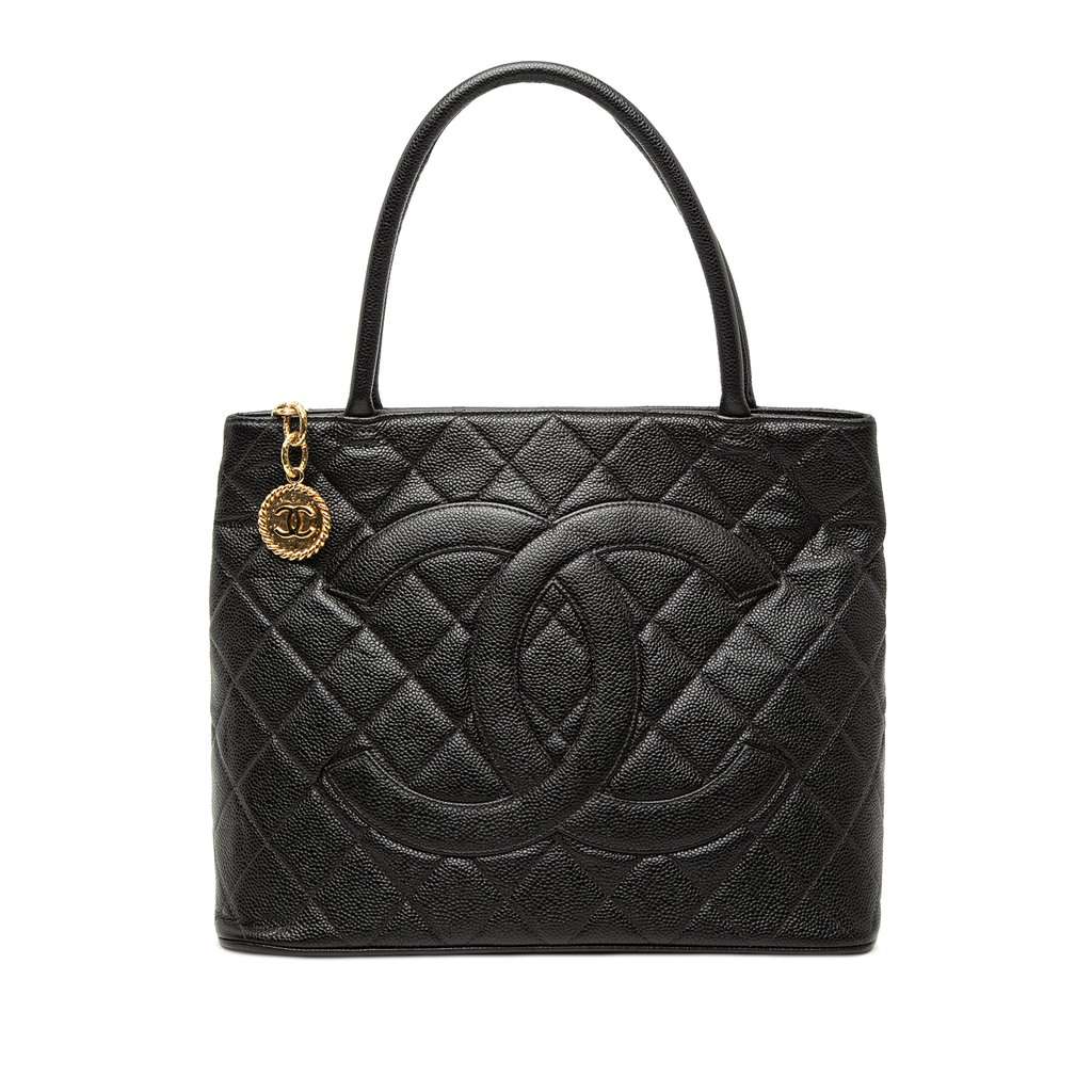 Chanel Caviar Medallion Tote Black Leather Very good condition - Front View