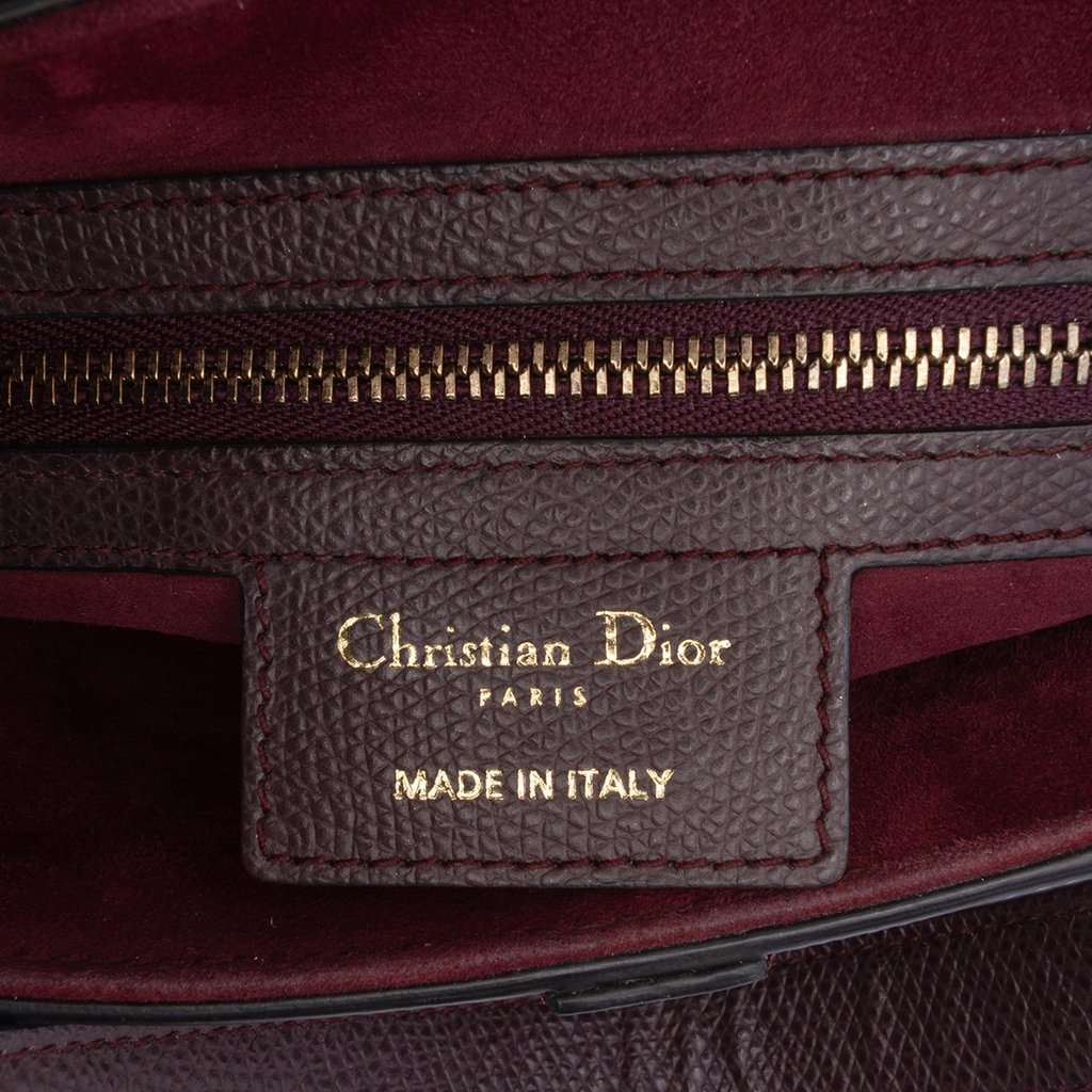 Dior Mini Grained Calfskin Saddle Bag Brown Leather Very good condition - Box View