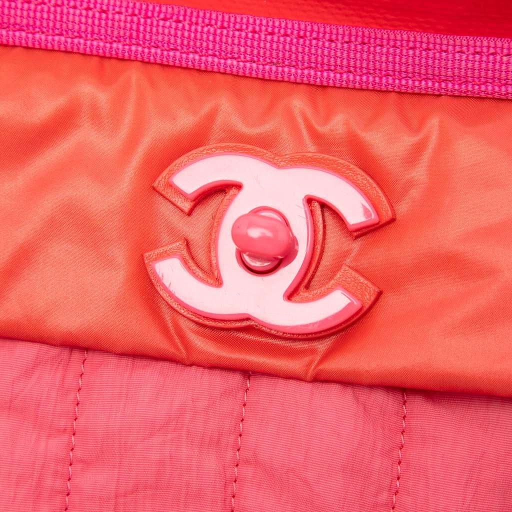 Chanel Large CC Multicolor Vertical Quilted Nylon Coco Neige Convertible Backpack Pink Very good condition - Box View
