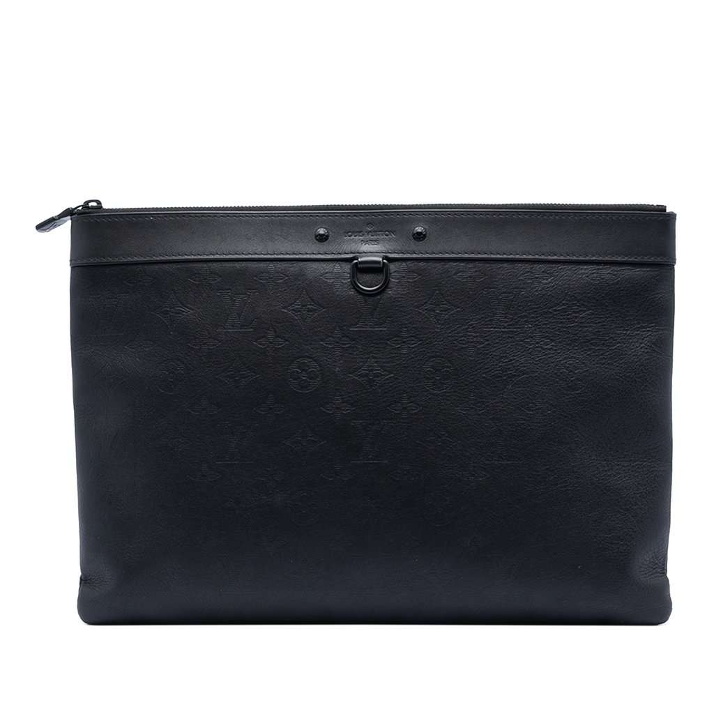 Louis Vuitton Monogram Shadow Discovery Pochette Black Leather Very good condition - Front View