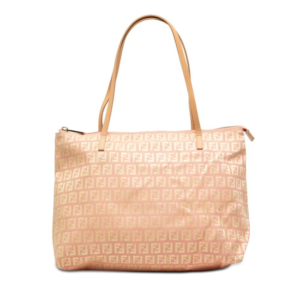 Fendi Small Zucchino Canvas Tote Pink Very good condition - Front View