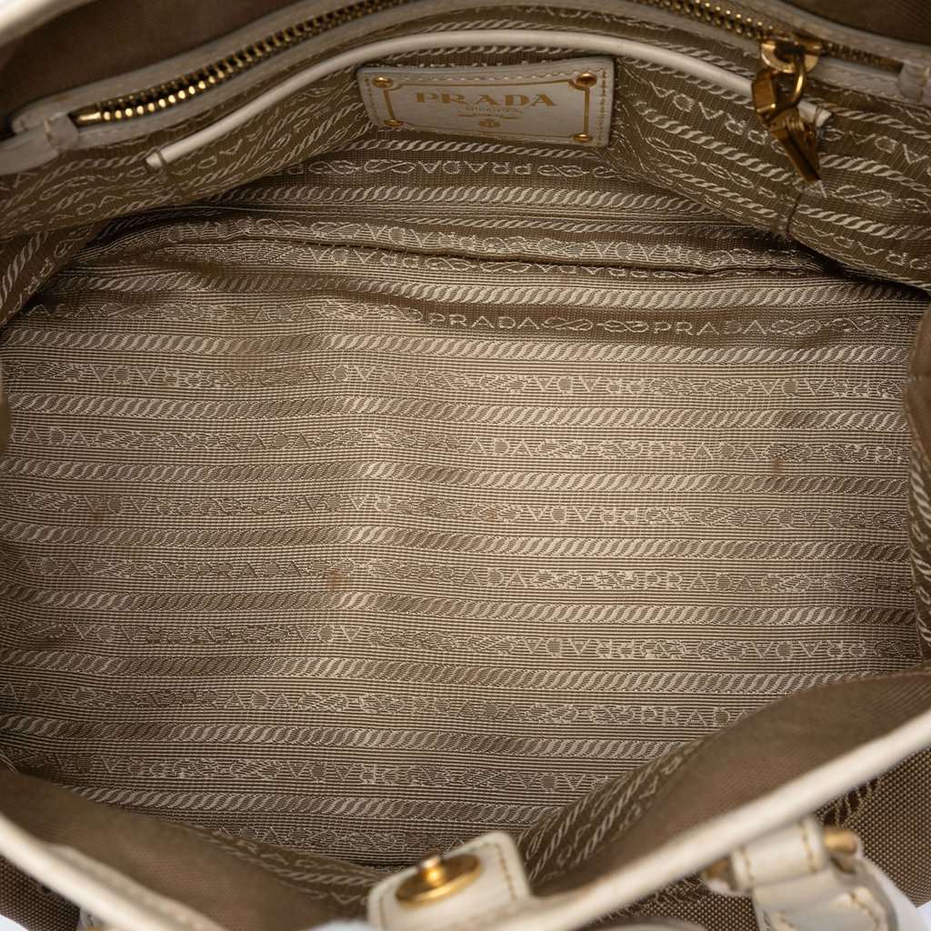Prada Canvas Canapa Logo Bow Satchel Beige Very good condition - Model View