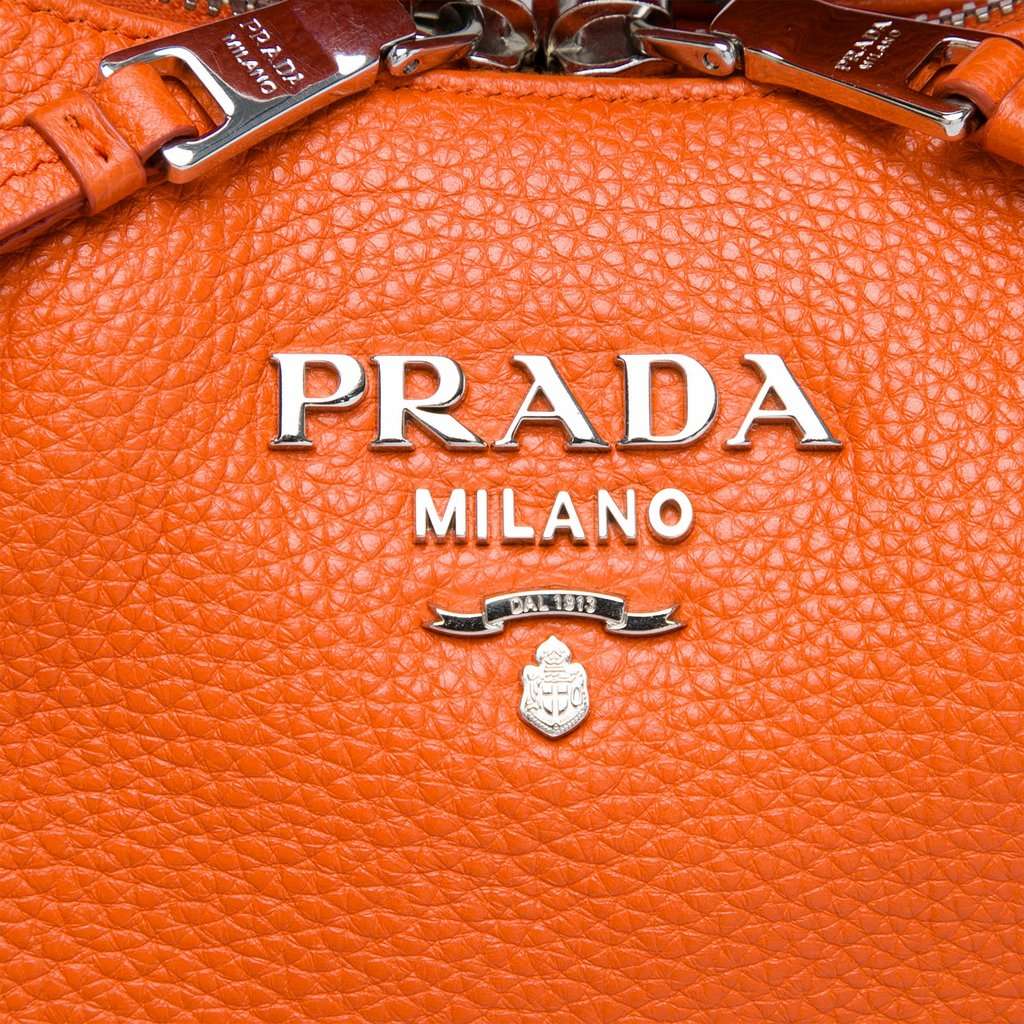 Prada Vitello Phenix Satchel Orange Leather Very good - Box View
