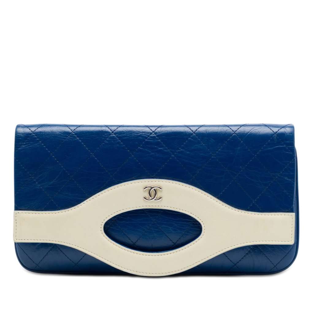 Chanel Small Bicolor Aged Calfskin 31 Clutch Blue Leather Very good condition - Front View