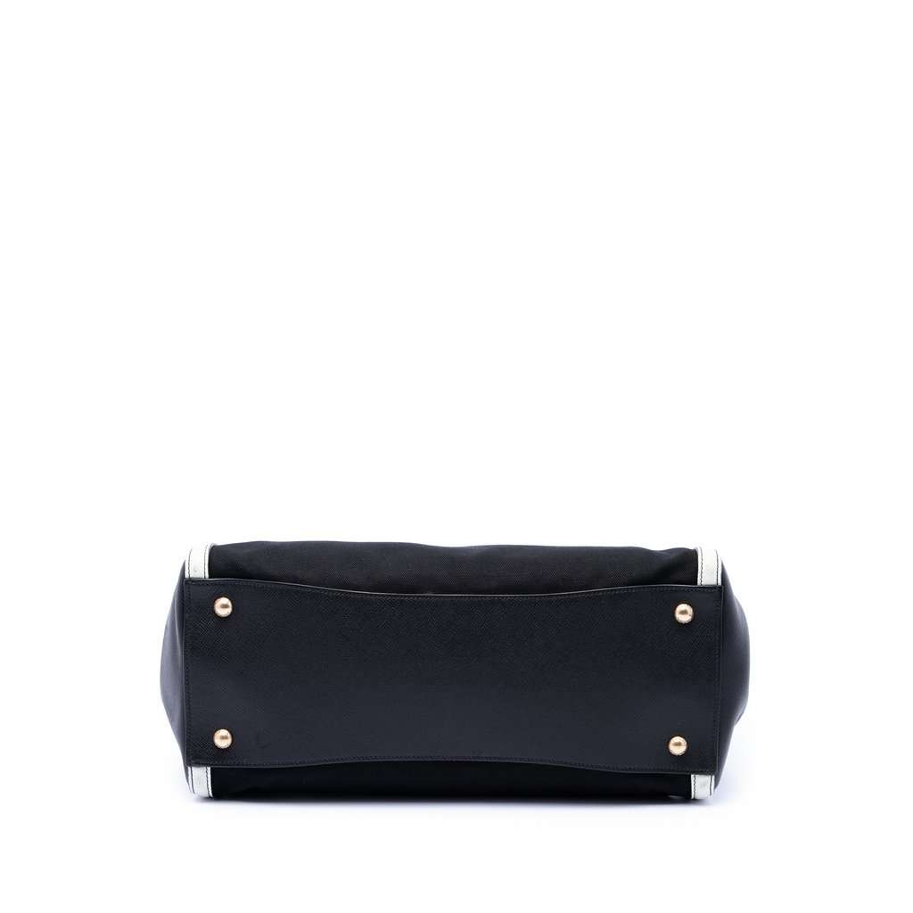 Prada Bicolor Saffiano Cuir Trimmed Canvas Satchel Black Very good - Inside View