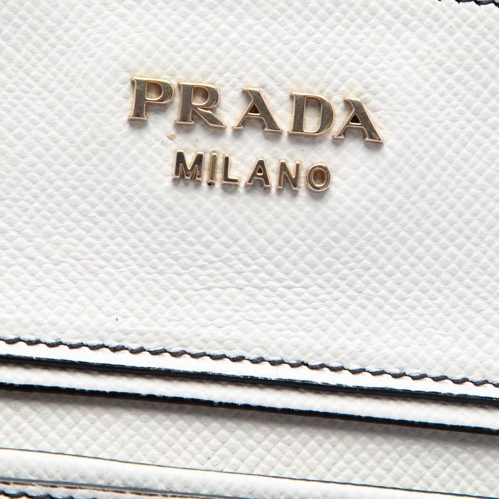 Prada Bicolor Saffiano Cuir Trimmed Canvas Satchel Black Very good - Box View