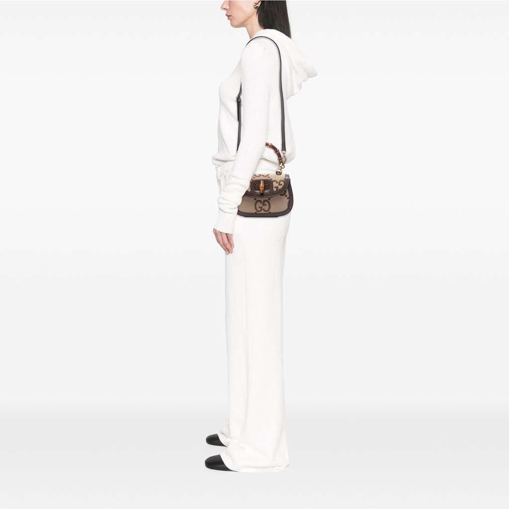 Gucci Small Jumbo GG Canvas Bamboo 1947 Top Handle Bag Beige Very good condition - Box View